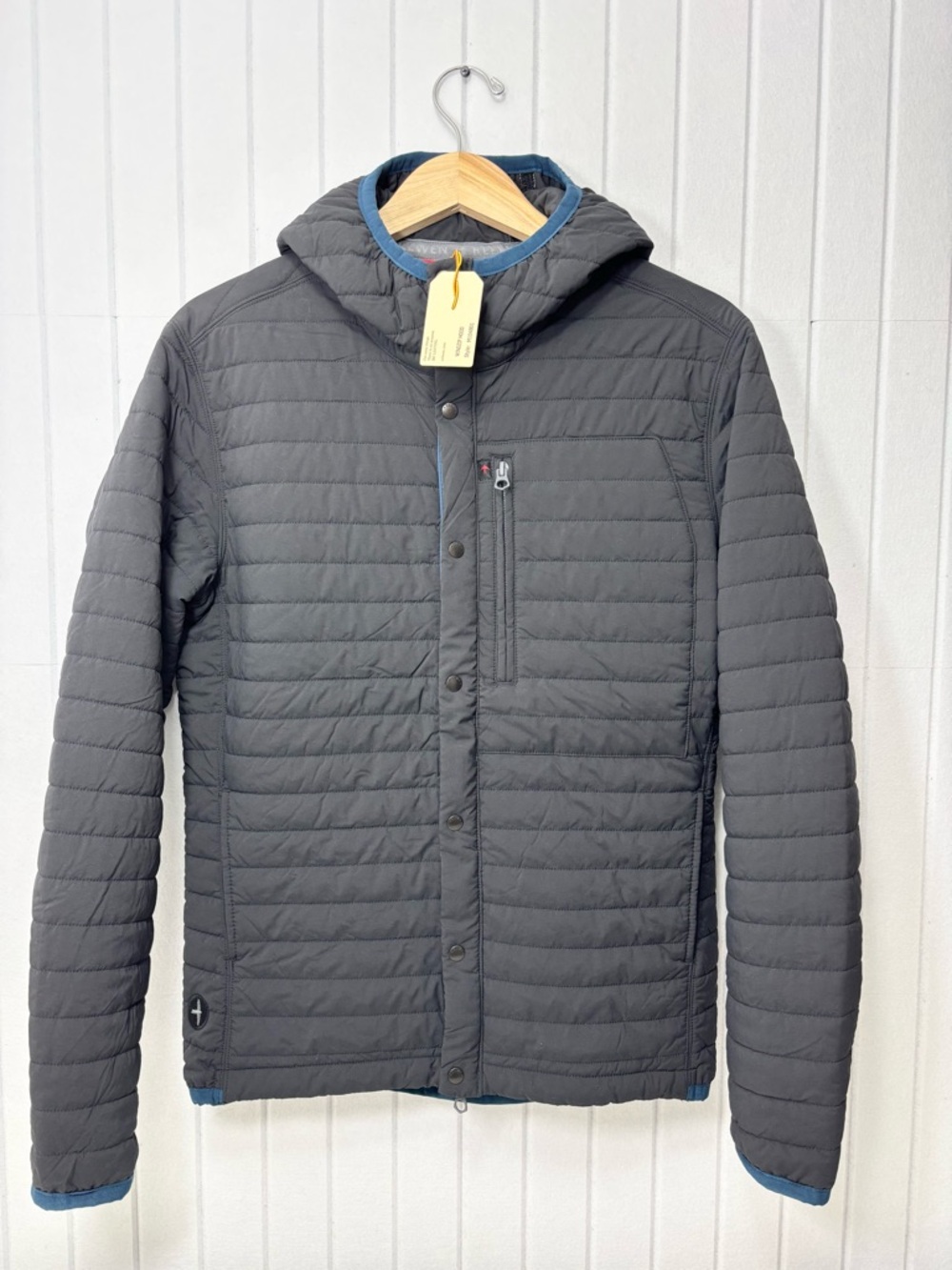 Relwen Windzip Jacket Dark‎ Gray/Blue Quilted Lightweight Insulated Jacket S NEW